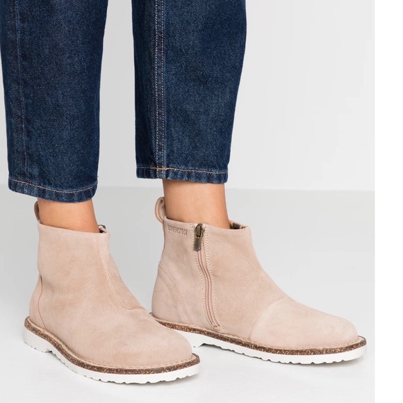 Birkenstock Shoes - Birkenstock Melrose Suede Ankle Boots Water Resistant Zip Up Women's Tan